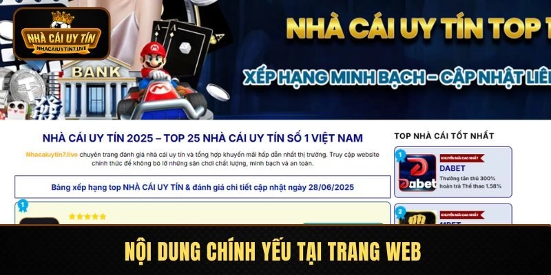 Nội dung chính yếu tại trang web Nội dung chính yếu tại trang web